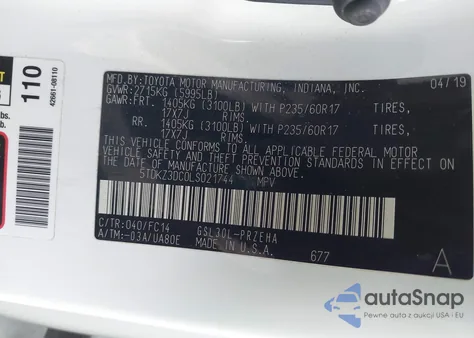 2020 Toyota Sienna Le из США, поврежденный, VIN 5TDKZ3DC0LS021744